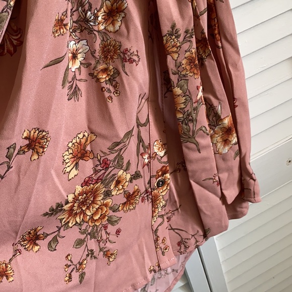 NWT Forever 21 Mauve Floral Button Dress w/Tie - Picture 5 of 6